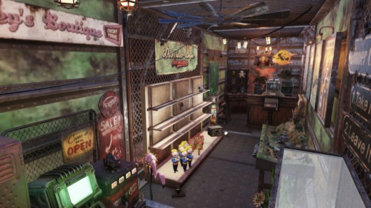 Fallout76でショップに改造された「空飛ぶ要塞」