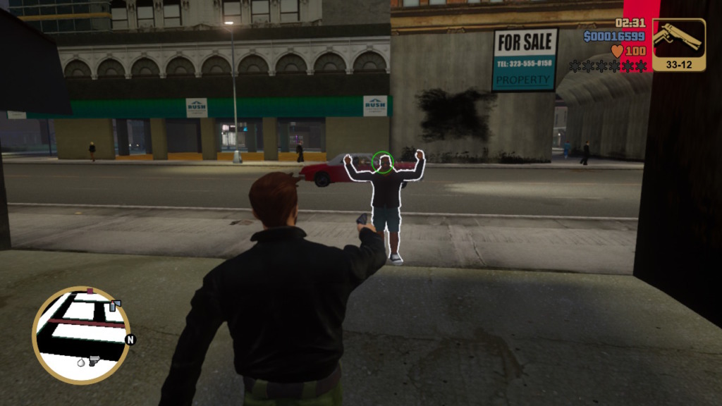 GTAトリロジーのGTA3で相手を狙ったところ