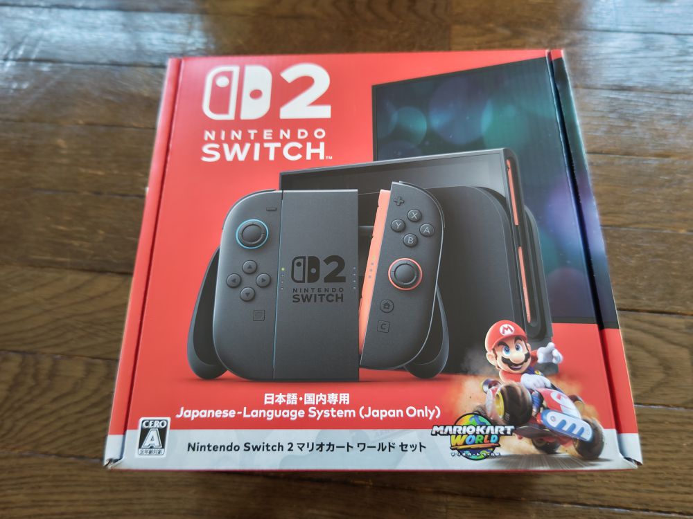 バルカズの自宅に届いた「Nintendo Switch2マリオカートワールドセット」の箱