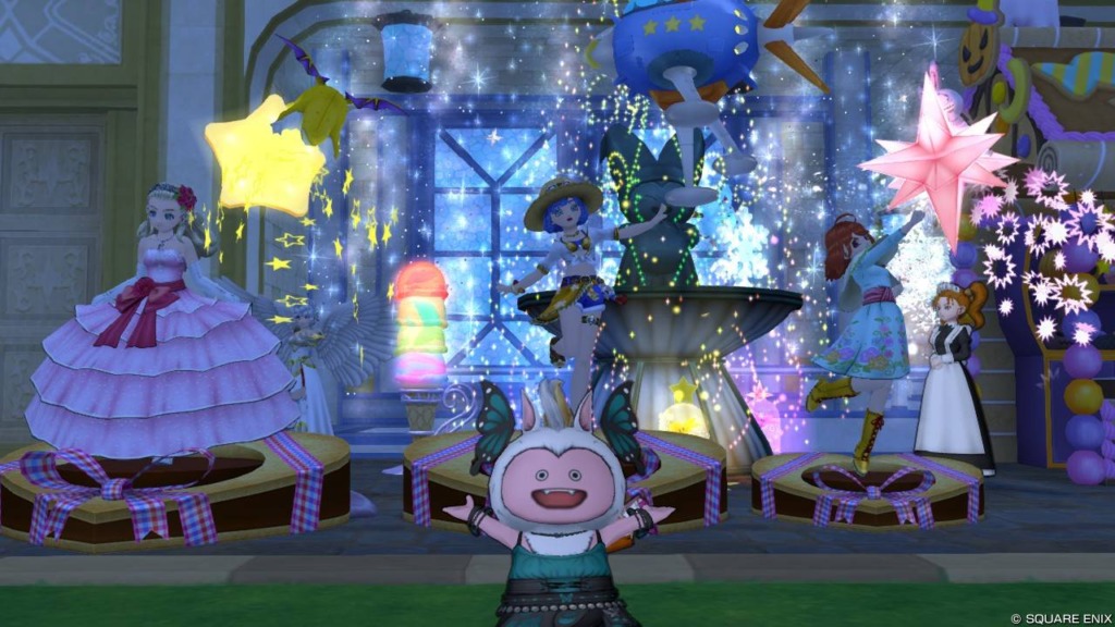 第14回アストルティアクイーン総選挙の「第14回セラフィの像」「第14回アンルシアの像」「第14回ポルテの像」とバルカズ